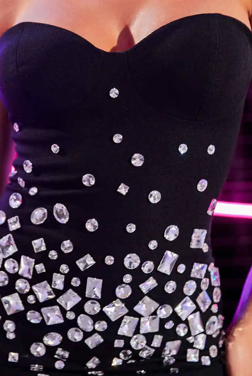 Fashion Nightclub Rhinestone Strapless Dress