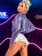 Silver Sequin Crop Jacket