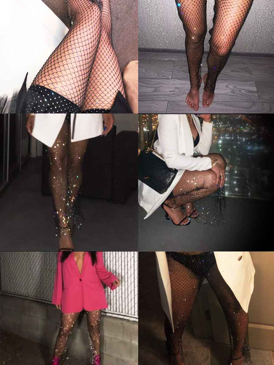 Rhinestone Fishnet Trousers