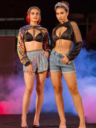 Black Sequin Mesh Shirt