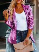 Pink Sequin Blazers For Ladies