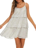 white sequin backless dress