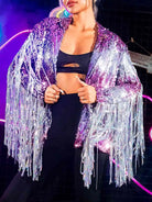 Purple fringe long sleeve sequin jacket