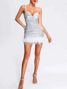 sequin silver cocktail dress