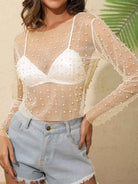 Round Neck Pearl Mesh Shirt