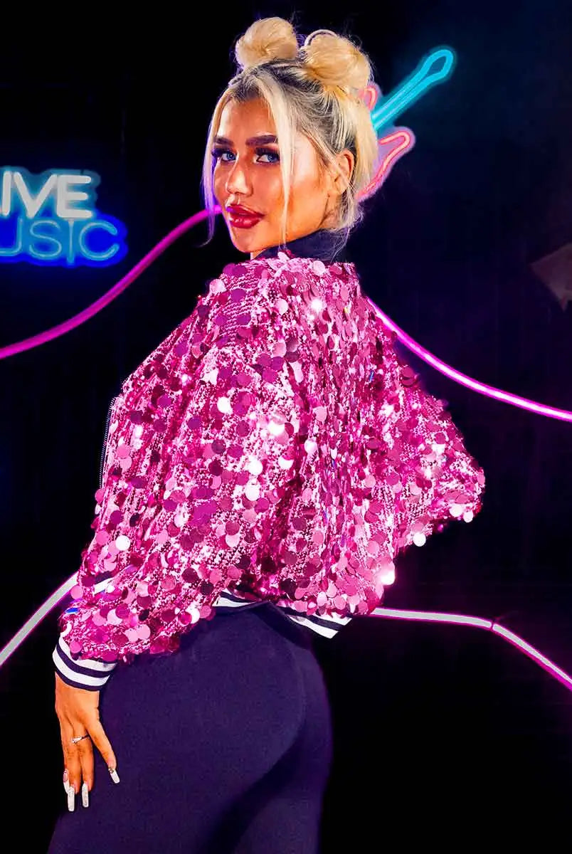 Stylish Pink Sequin Jacket - Brighten Up Your Look
