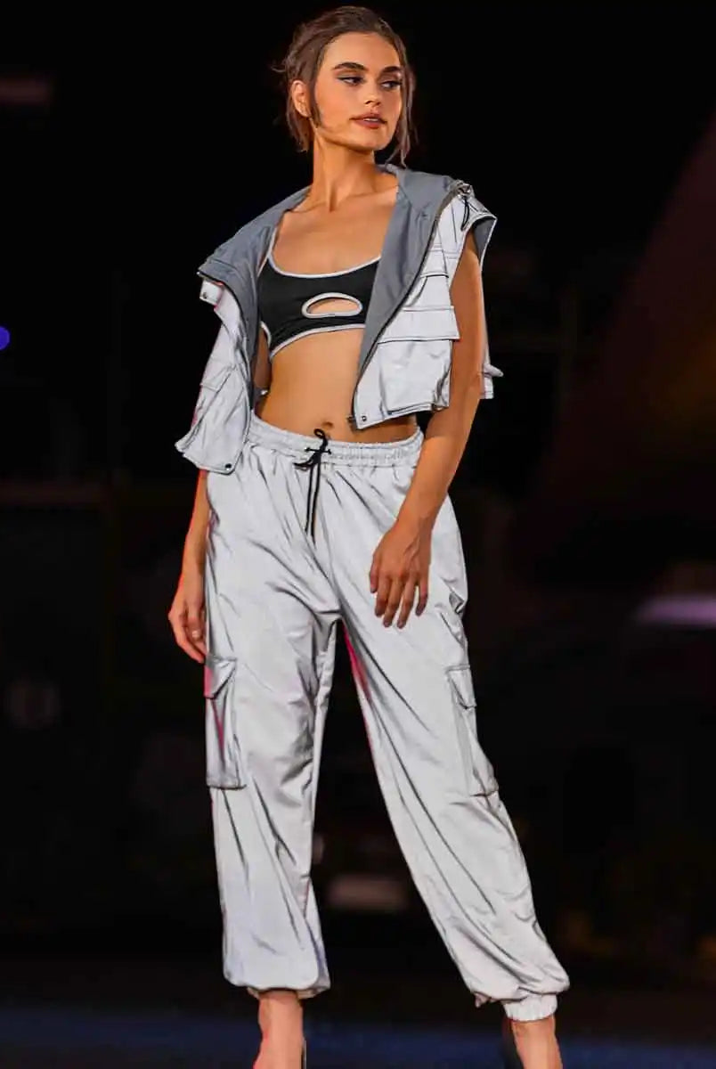White reflective two piece set