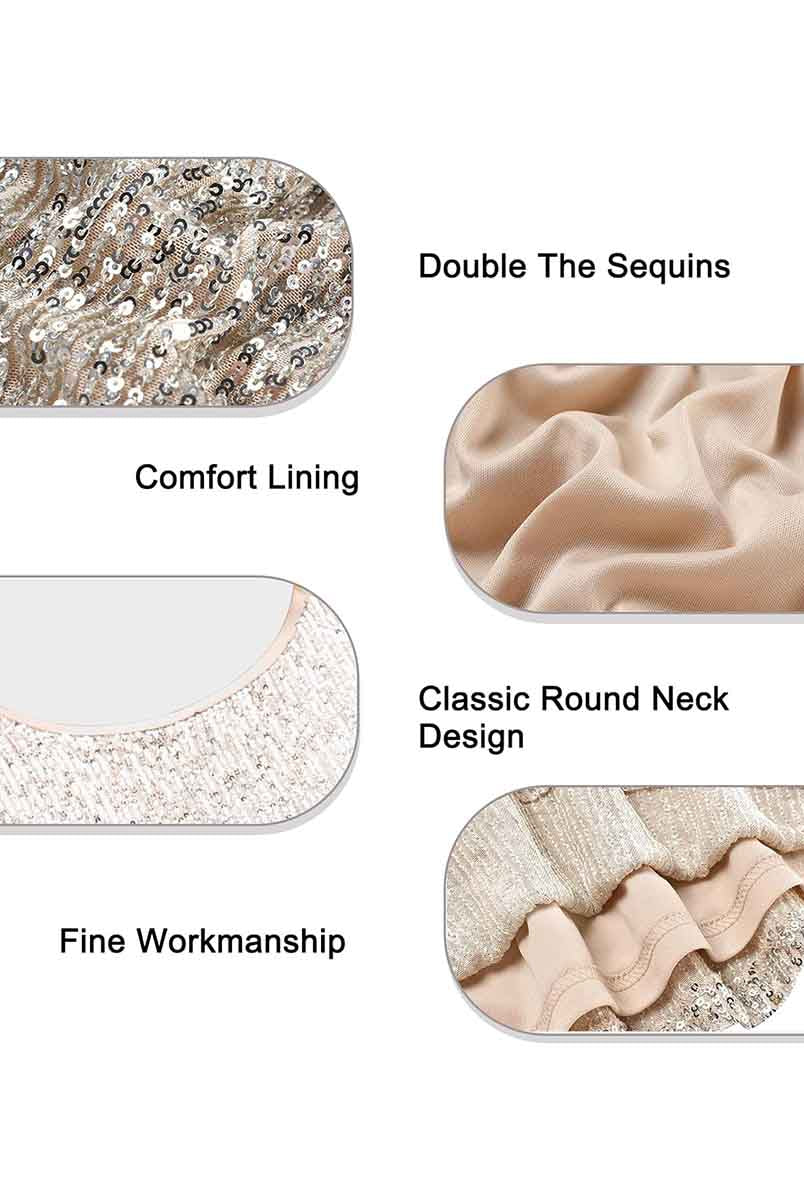 Gold Sequin Top: Loose, Round Neck