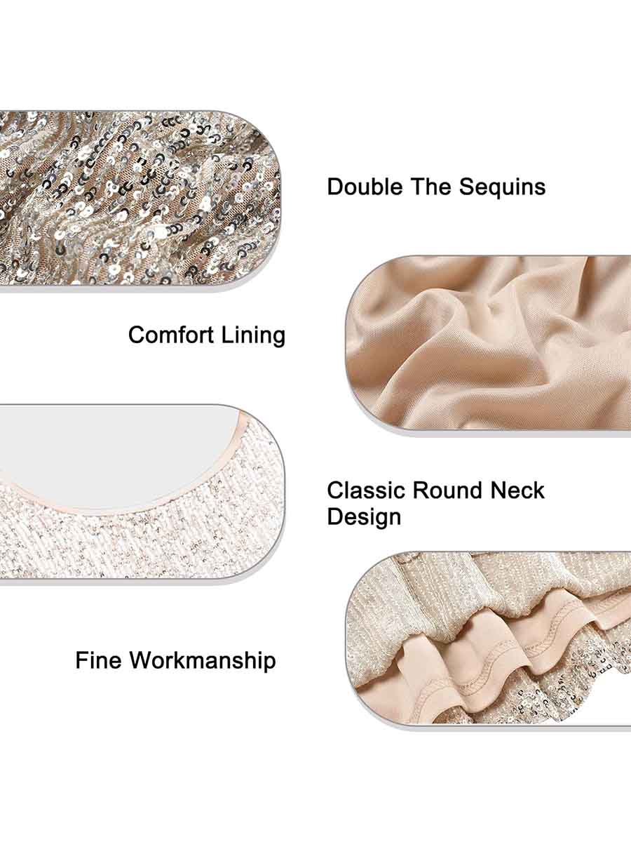 Gold Sequin Top: Loose, Round Neck