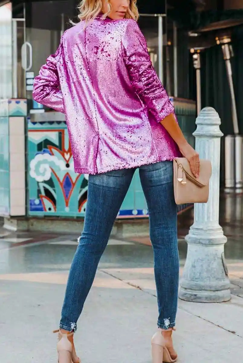 Pink Sequin Blazers Ladies