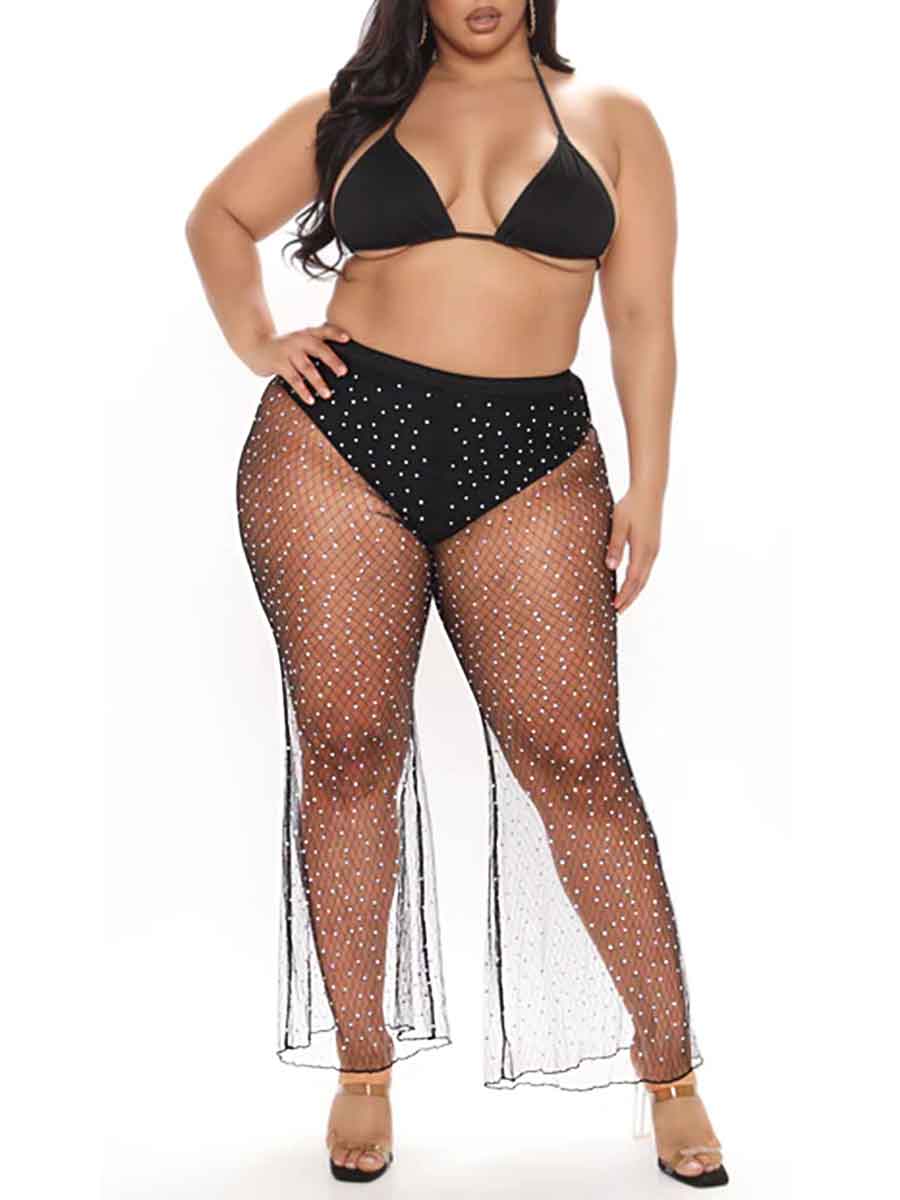 black flare rhinestone pants