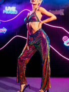 Burgundy Sequin Bra & Pant Set