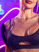 Furry Rhinestone Fishnet Top
