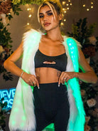 White Faux Fur Cardigan Sleeveless Luminous Vest