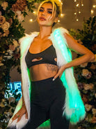 White Faux Fur Cardigan Sleeveless Luminous Vest