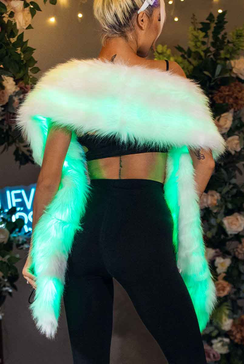 LED faux fur cape