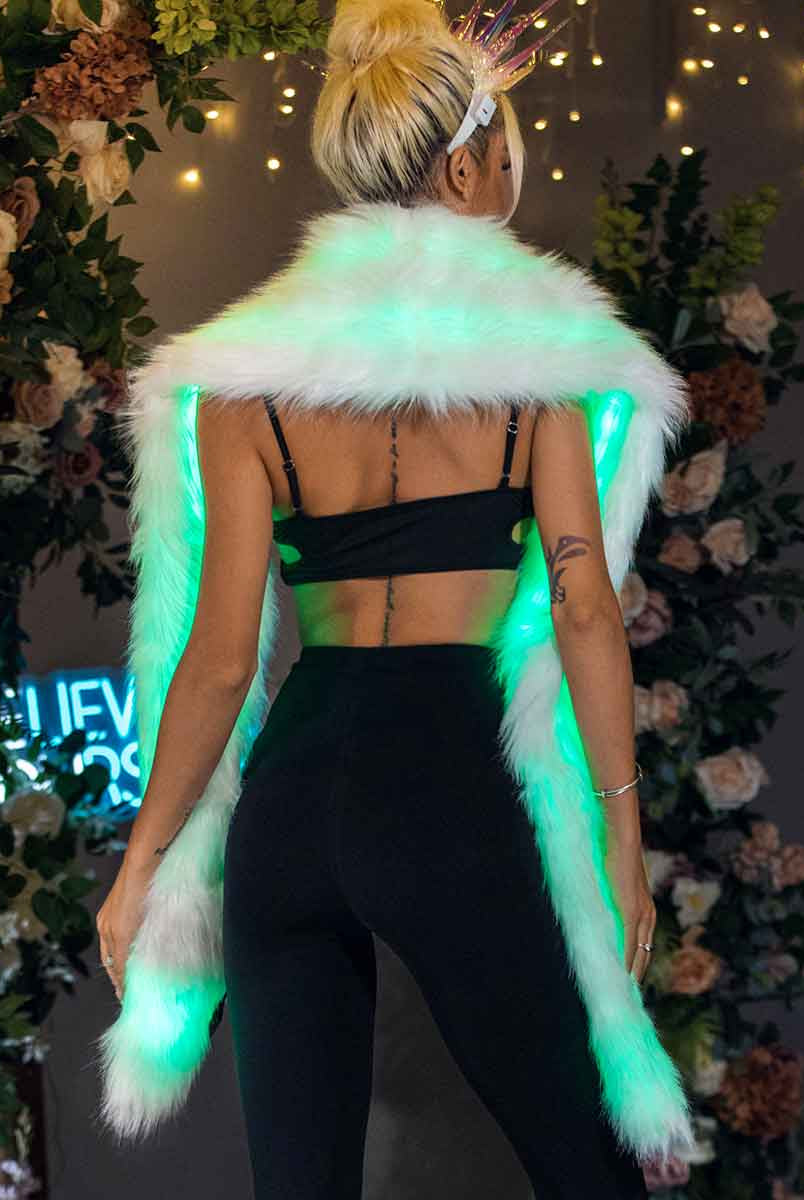 Light-up faux fur cape