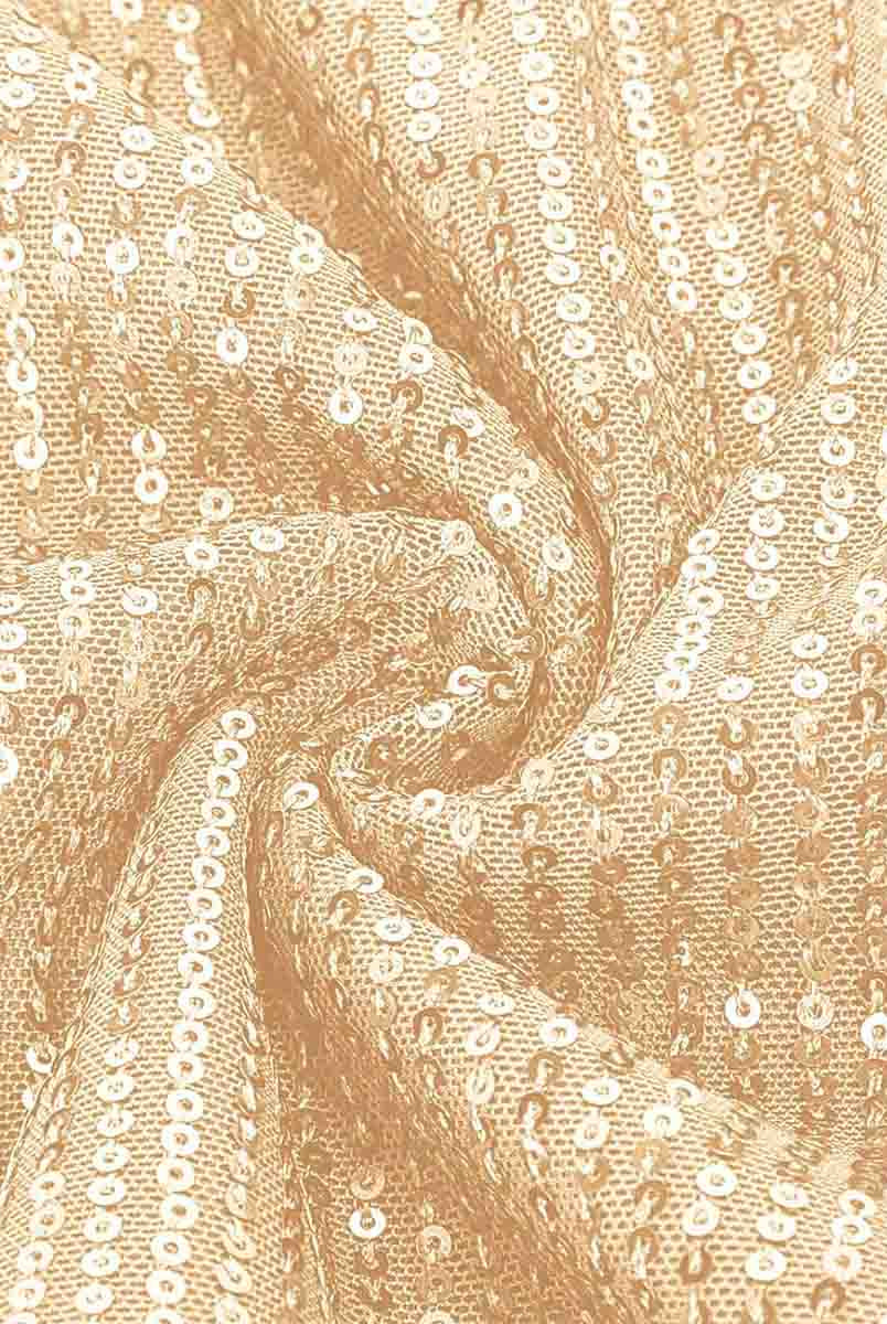 Cap-Sleeve Champagne Gold Sequin Shirt