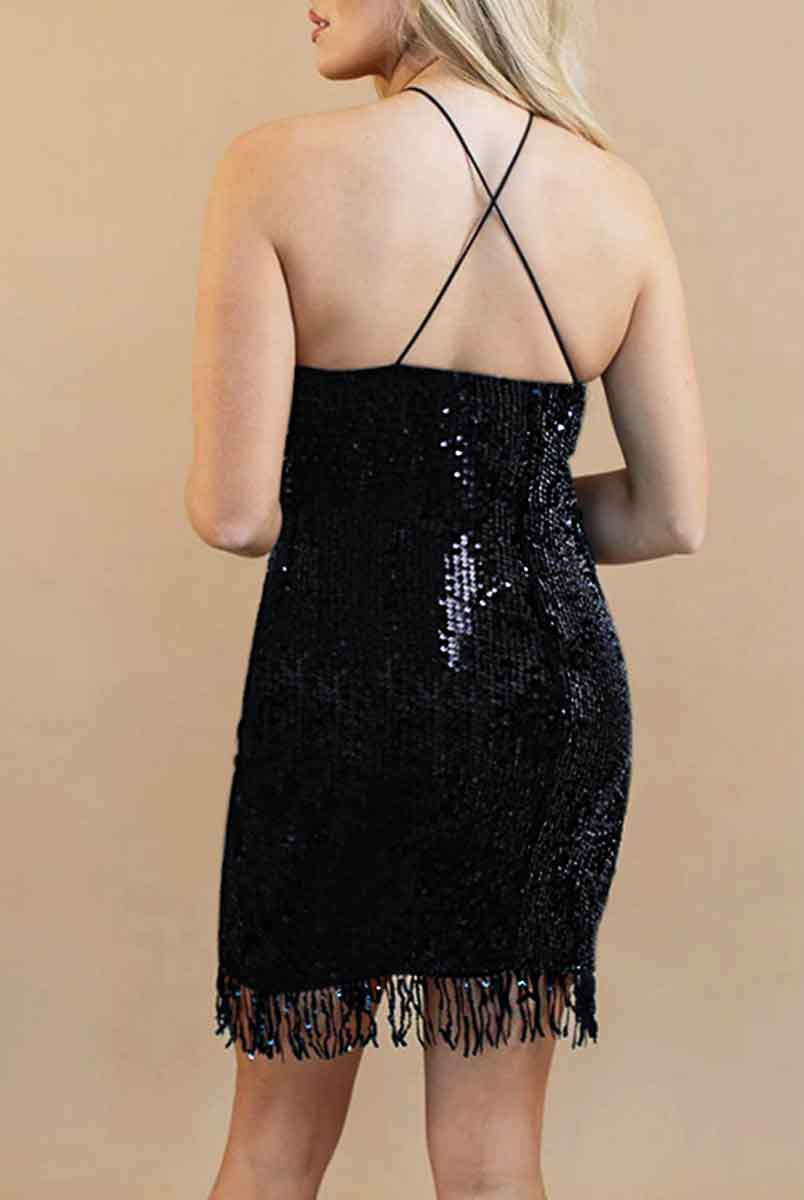 Sequin Tassel Bodycon Dress