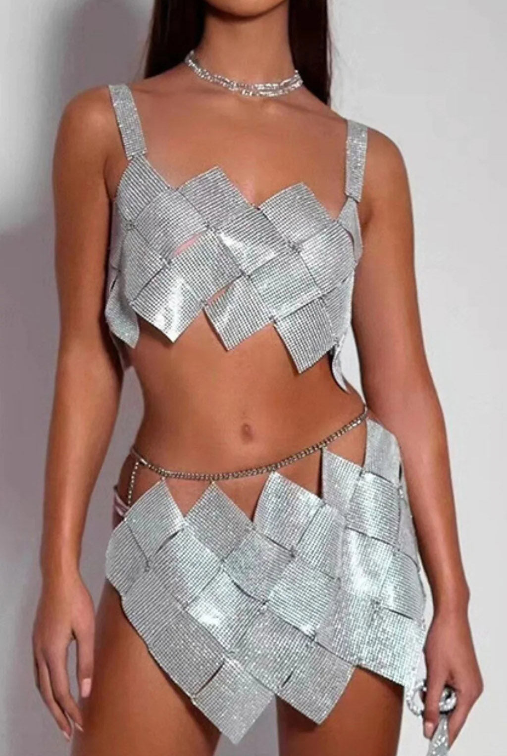 sparkly silver two piece set