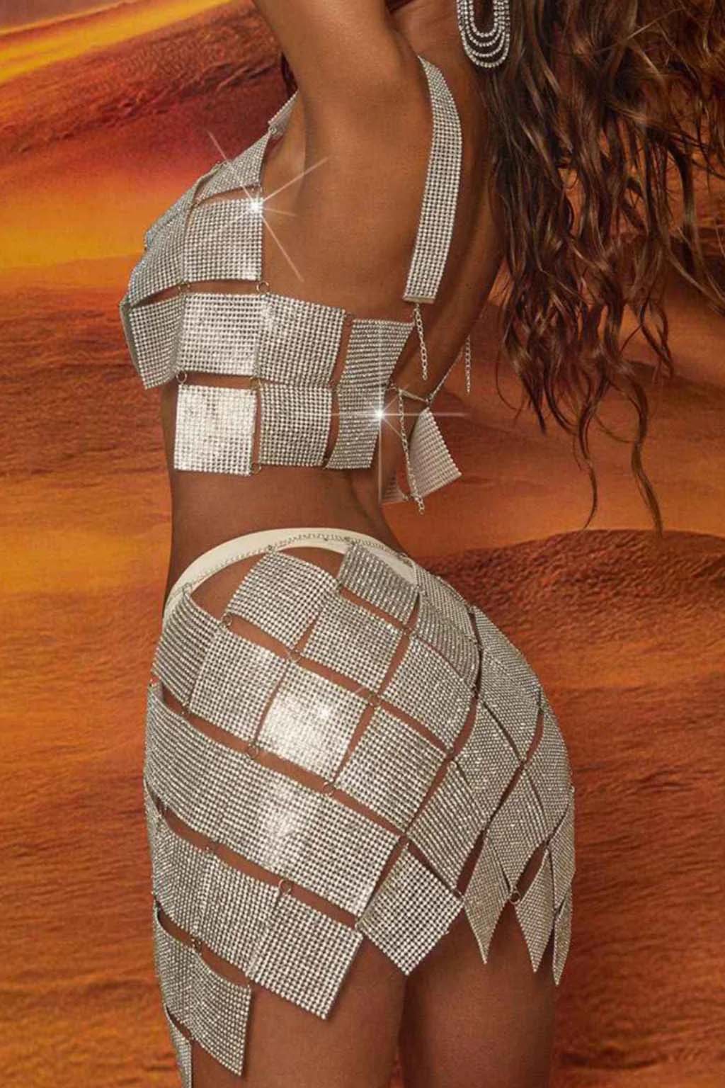 Sparkly Silver Disco Set