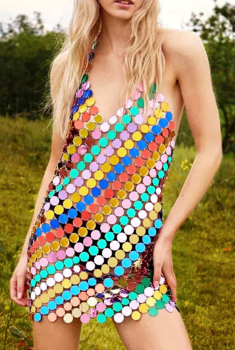 Rainbow Sequin Dress – Rainbow Chainmail Halter Dress