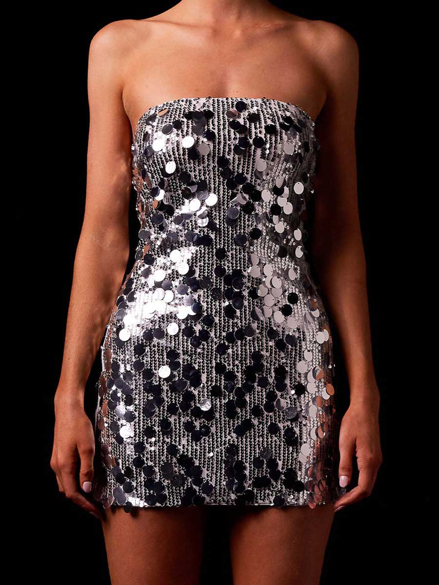 sparkly Tube Top mini dress
