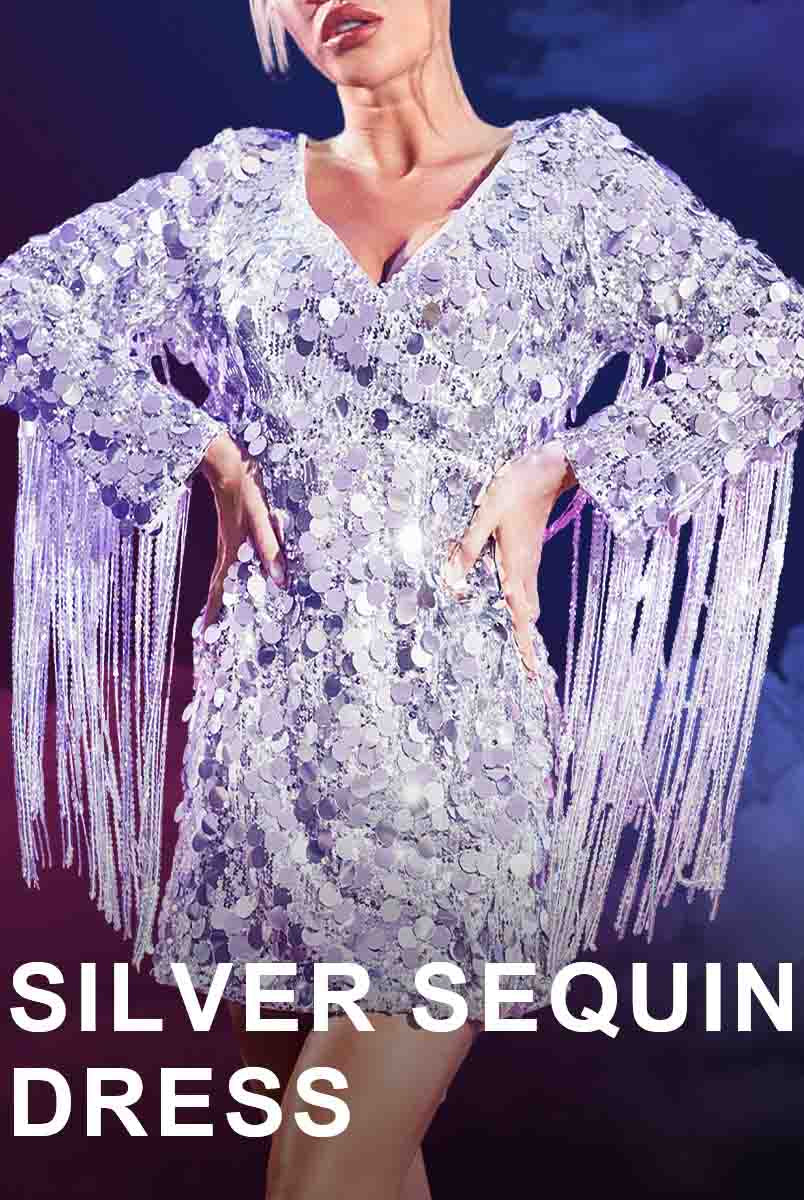 Silver sequin dress