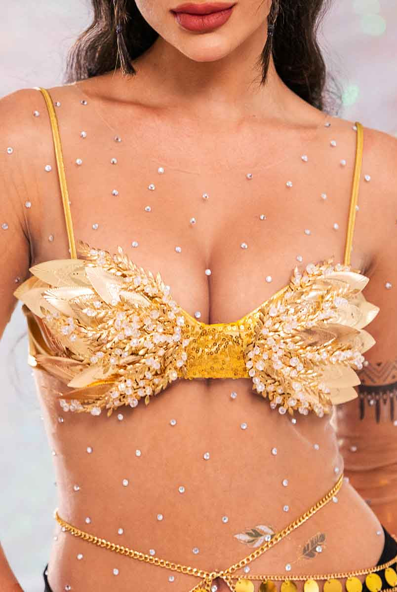 gold glitter bra