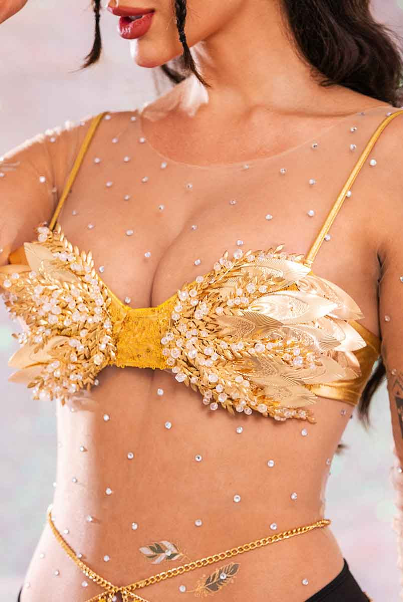 gold sequin bra