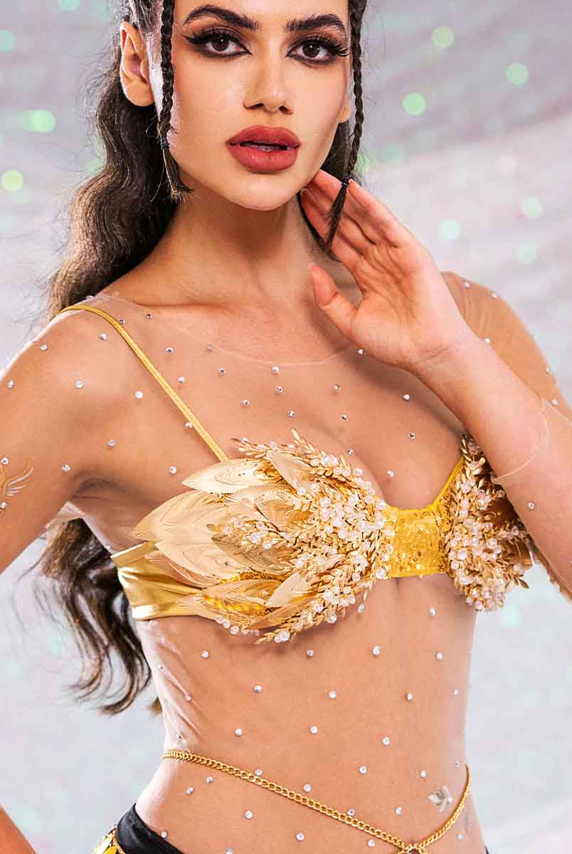 gold sparkly bra