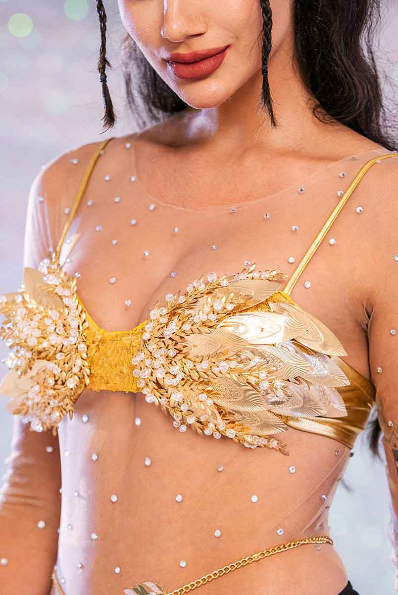 Golden glitter bra