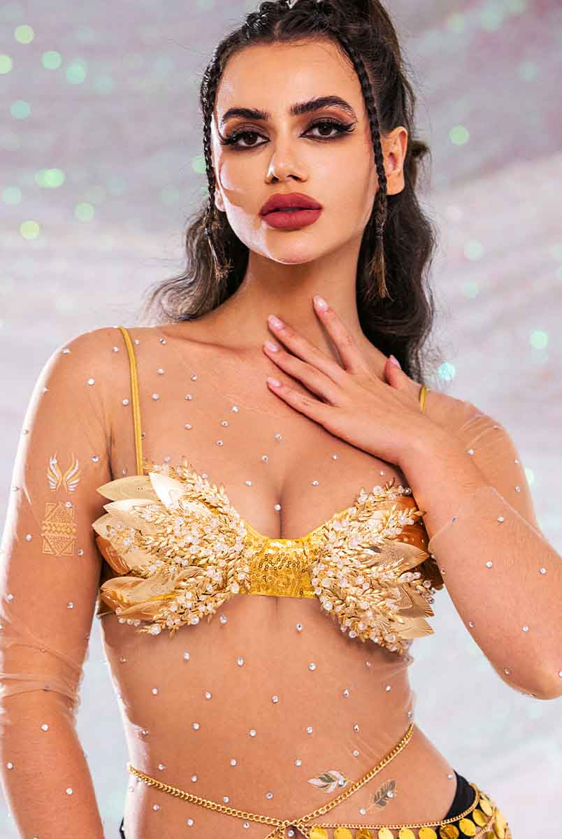 Golden sequin bra
