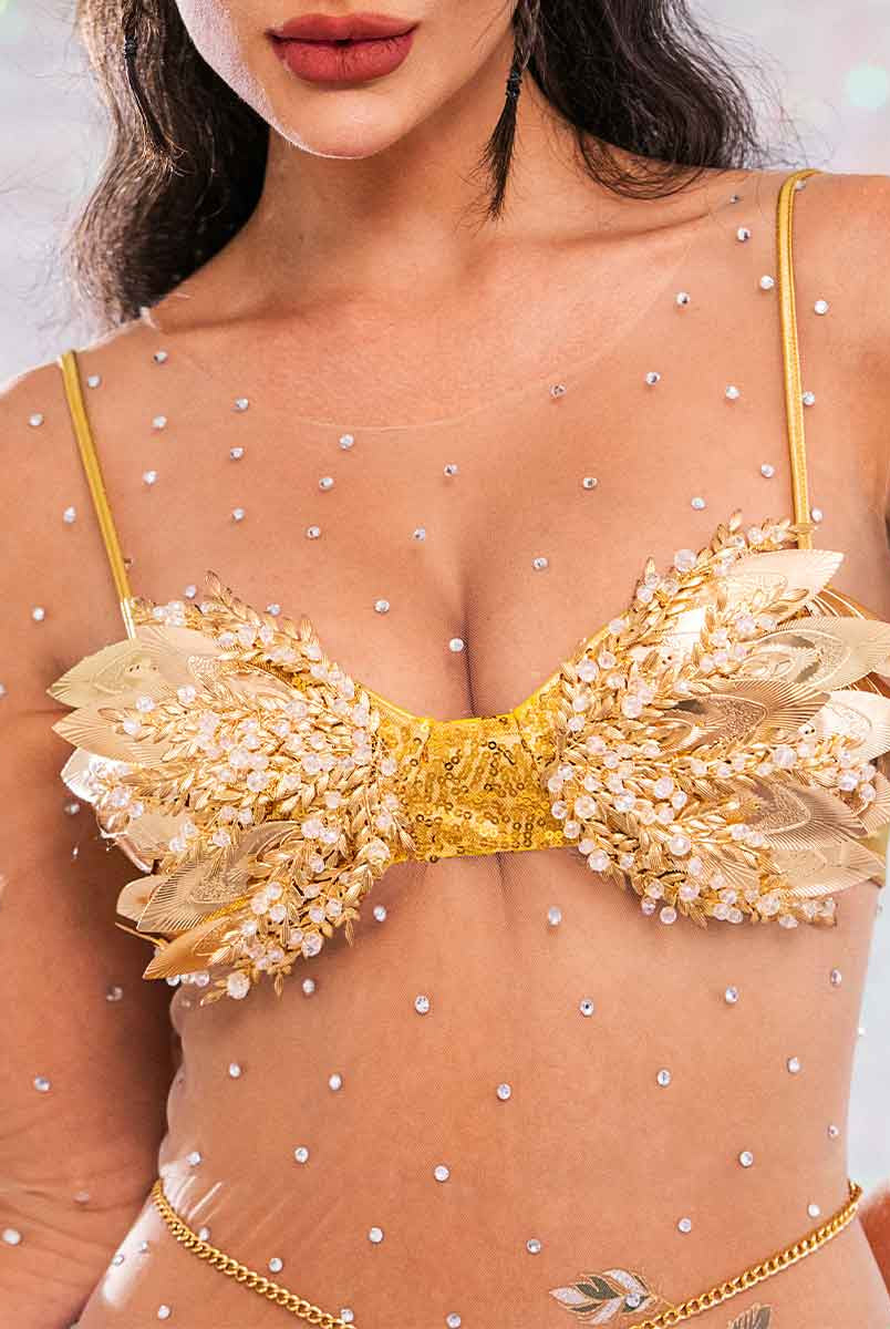 Golden sparkly bra