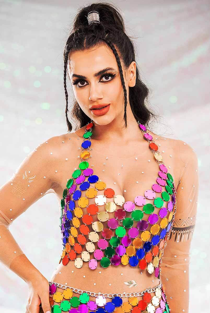 Rainbow Sequin Halter Set