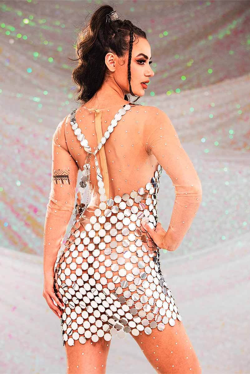 silver mini dress