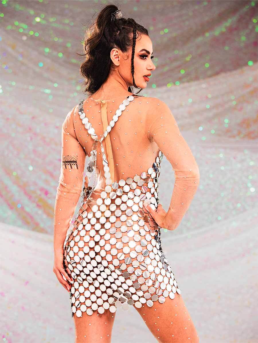 silver mini dress