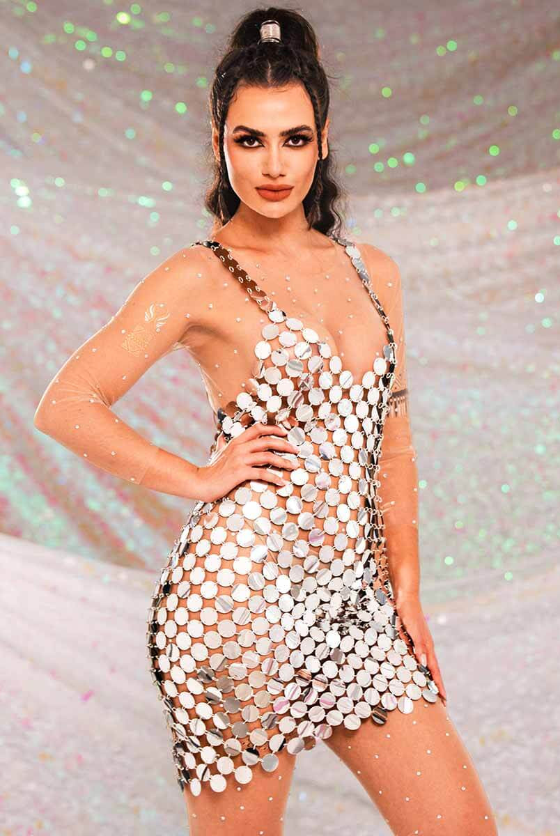 Silver Disc Dress