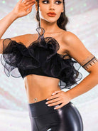 Black Organza Top - Charming Cropped Bandeau Top