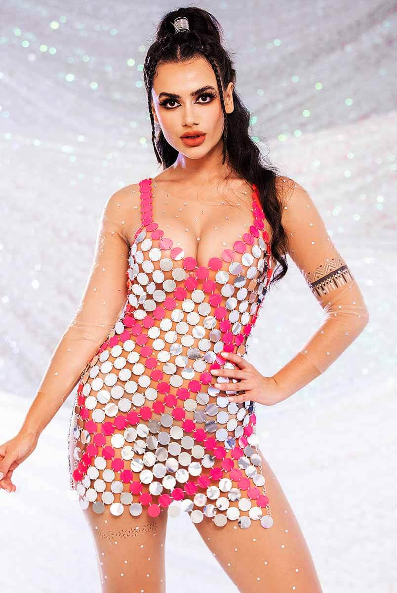 silver sequin mini dress