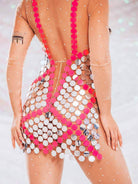 Red & Silver Sequin Mini Dress