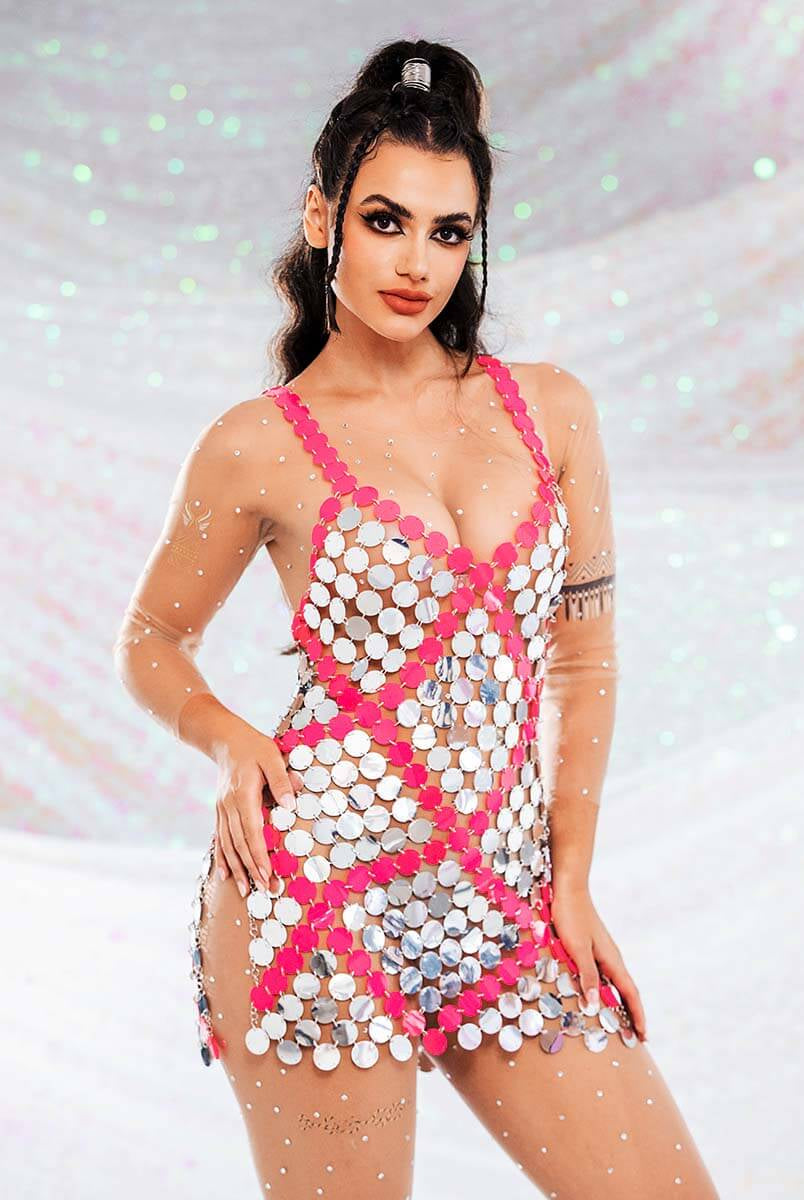 Red Sequin Summer Mini Dress