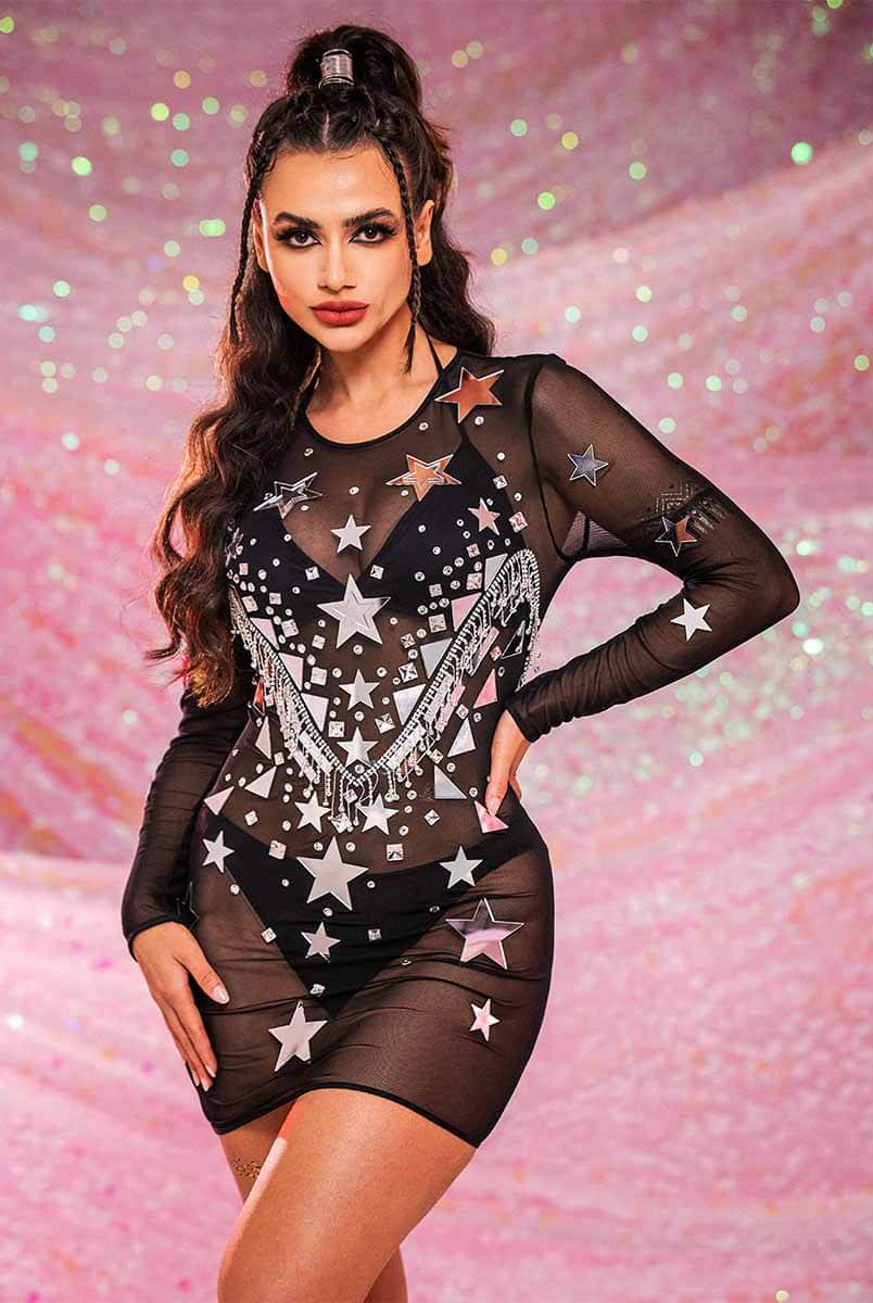 Sequin Mesh Dress