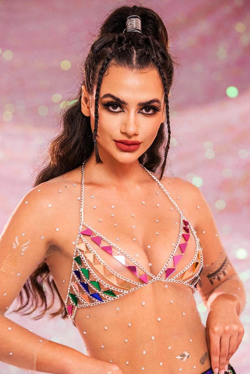 metal chain bra