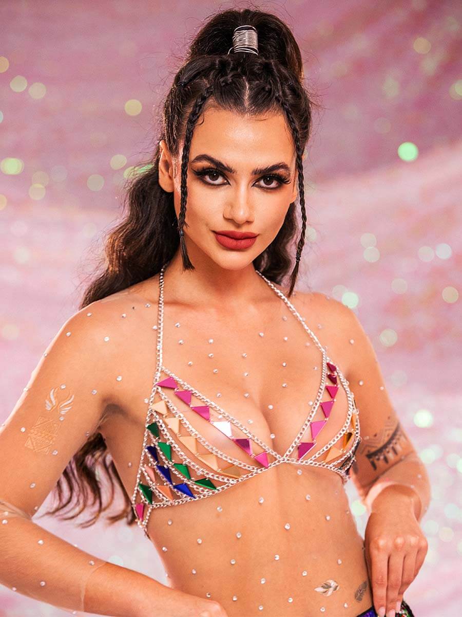 metal chain bra