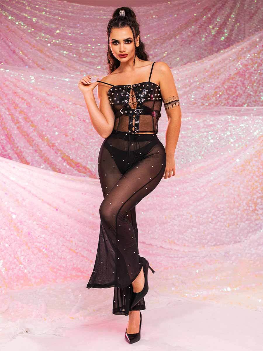 rhinestone pants set