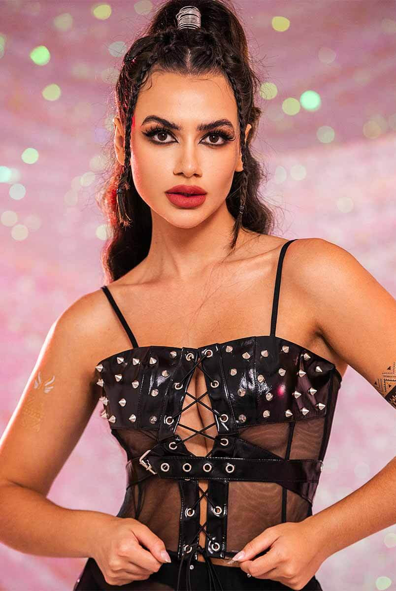 black rhinestone two piece set