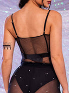 rhinestone mesh two piece set