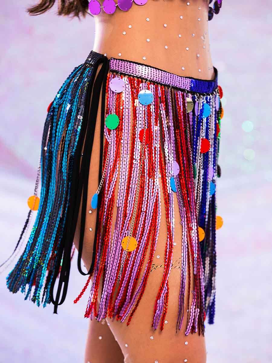 rainbow sparkly skirt