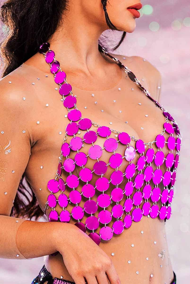 Purple Circle Sequin Tank Top